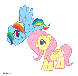 Size: 736x716 | Tagged: safe, artist:leslers, fluttershy, rainbow dash, pegasus, pony, duo, flying, simple background, smiling, transparent background