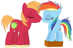 Size: 728x477 | Tagged: safe, artist:karmadash, big macintosh, rainbow dash, earth pony, pegasus, pony, box, colt, cute, filly, filly rainbow dash, male, rainbowmac, shipping, stallion, straight