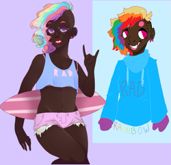 Size: 873x841 | Tagged: safe, artist:oliviaandedd, rainbow dash, human, comparison, dark skin, humanized, undercut