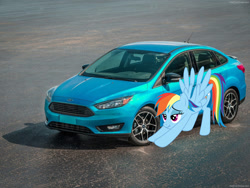 Size: 1600x1200 | Tagged: safe, rainbow dash, pegasus, pony, art theft, car, ford, ford focus, obligatory pony