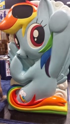 Size: 900x1600 | Tagged: safe, rainbow dash, pegasus, pony, blue coat, comic con, female, mare, multicolored mane, san diego comic con