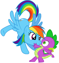 Size: 1332x1422 | Tagged: safe, artist:filpapersoul, artist:sulyo, edit, rainbow dash, spike, dragon, pegasus, pony, female, hundreds of users filter this tag, kissing, love, male, rainbowspike, shipping, spikelove, straight