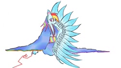 Size: 1136x640 | Tagged: safe, artist:enseinoko, rainbow dash, pegasus, pony, pixiv, red string of destiny, solo