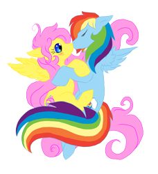 Size: 4485x4913 | Tagged: safe, artist:holyhell111, fluttershy, rainbow dash, pegasus, pony, absurd resolution, blushing, female, flutterdash, kissing, lesbian, shipping