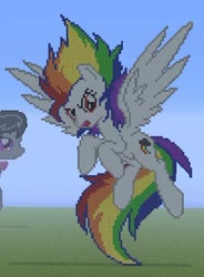 Size: 342x465 | Tagged: safe, rainbow dash, pegasus, pony, minecraft, minecraft pixel art, pixel art, super rainbow dash