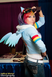 Size: 683x1024 | Tagged: safe, rainbow dash, human, cosplay, irl, irl human, jessica nigri, photo