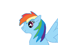 Size: 464x359 | Tagged: safe, artist:kittyfarilltz, rainbow dash, pegasus, pony, blue coat, female, mare, multicolored mane