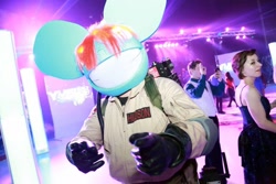 Size: 1024x683 | Tagged: safe, artist:judhudson, rainbow dash, human, barely pony related, cosplay, custom, deadmau5, ghostbusters, helmet, irl, irl human, photo, ponified, prop