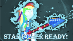 Size: 371x208 | Tagged: safe, rainbow dash, equestria girls, guitar centered, rainbow rocks, guitar hero, ponied up, rhythm game, star power