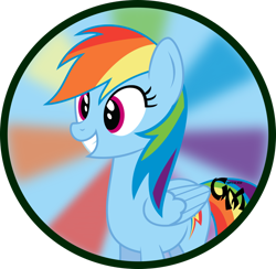 Size: 1024x1001 | Tagged: safe, artist:koonzypony, rainbow dash, pegasus, pony, blue coat, button, female, happy, mare, multicolored mane, solo