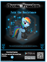 Size: 4649x6160 | Tagged: safe, artist:farminilla, rainbow dash, pegasus, pony, absurd resolution, ingress, propaganda, qr code, solo