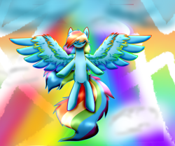 Size: 1024x853 | Tagged: safe, artist:lastbutnotalise, rainbow dash, pegasus, pony, blue coat, female, mare, multicolored mane, solo, spread wings