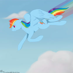 Size: 6000x6000 | Tagged: safe, artist:sydfreak2, rainbow dash, pegasus, pony, absurd resolution, flying, rainbow, solo