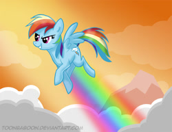 Size: 825x638 | Tagged: safe, artist:toonbaboon, rainbow dash, pegasus, pony, female, mare, simple background, solo