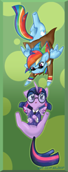 Size: 425x1076 | Tagged: safe, artist:tailzkipzigona, rainbow dash, twilight sparkle, twilight sparkle (alicorn), alicorn, pegasus, pony, female, glasses, mare