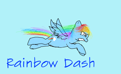 Size: 1980x1210 | Tagged: safe, artist:daisy meadows, rainbow dash, pegasus, pony, fast, flying, gritted teeth, rainbow, solo, wings