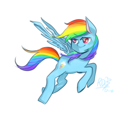 Size: 1000x1000 | Tagged: safe, artist:thedddropp, rainbow dash, pegasus, pony, blue coat, female, mare, multicolored mane, smug, solo