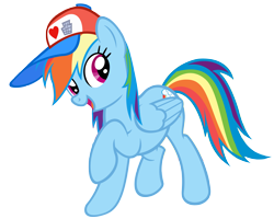 Size: 5200x4160 | Tagged: safe, artist:sofunnyguy, rainbow dash, pegasus, pony, rarity takes manehattan, absurd resolution, cap, cute, dashabetes, hat, heart, manehattan, simple background, solo, transparent background