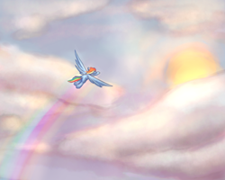 Size: 1280x1024 | Tagged: safe, artist:staggeredline, rainbow dash, pegasus, pony, scenery, sky, solo