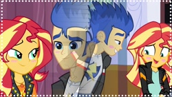 Size: 1280x720 | Tagged: safe, flash sentry, sunset shimmer, equestria girls, female, flashimmer, male, shipping, stamp, straight