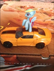 Size: 768x1024 | Tagged: safe, rainbow dash, blind bag, bumblebee, irl, photo, toy, transformers