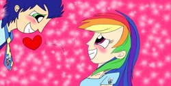 Size: 1024x517 | Tagged: safe, artist:samahami, rainbow dash, soarin', human, female, humanized, male, shipping, soarindash, straight