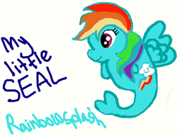 Size: 510x391 | Tagged: safe, artist:crownprincesslaya, rainbow dash, seal, seal pony, my little seal, solo, species swap