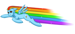 Size: 2200x1000 | Tagged: safe, artist:tiki-sama, rainbow dash, pegasus, pony, blue coat, female, flying, mare, multicolored mane, solo