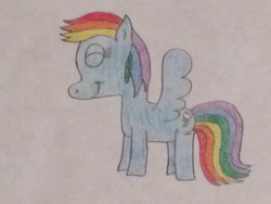 Size: 3264x2448 | Tagged: safe, artist:smurfettyblue, derpibooru import, rainbow dash, pegasus, pony, equestria daily, eyes closed, happy, nightly roundup, rainbow dash day, rd day, solo, spread wings, traditional art