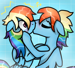 Size: 2000x1800 | Tagged: safe, artist:kikirdcz, rainbow blitz, rainbow dash, pegasus, pony, dashblitz, female, kissing, male, rule 63, self ponidox, selfcest, shipping, straight