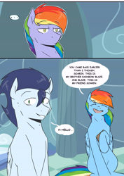 Size: 4961x6992 | Tagged: safe, artist:lrusu, derpibooru import, rainbow blaze, rainbow dash, soarin', pegasus, pony, comic:rainbow crush, absurd resolution, comic, dialogue