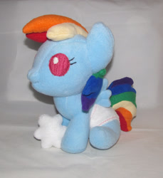 Size: 2070x2256 | Tagged: safe, artist:gypmina, rainbow dash, pony, baby, baby dash, baby pony, daily deviation, diaper, diapered plushie, doll, foal, irl, photo, plushie, toy