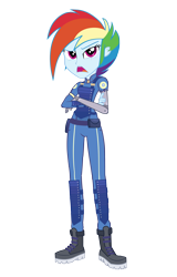 Size: 4051x6346 | Tagged: safe, artist:invisibleink, derpibooru import, rainbow dash, equestria girls, the cutie re-mark, absurd resolution, alternate timeline, amputee, apocalypse dash, boots, crystal war timeline, prosthetic arm, prosthetic limb, prosthetics, short hair, short hair rainbow dash, simple background, solo, transparent background, vector