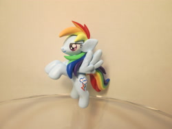 Size: 4608x3456 | Tagged: safe, artist:earthenpony, derpibooru import, rainbow dash, pegasus, pony, absurd resolution, craft, photo, rearing, sculpture, solo, table, traditional art