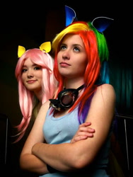 Size: 540x720 | Tagged: safe, artist:sassafrasscosplay, fluttershy, rainbow dash, human, cosplay, irl, irl human, photo