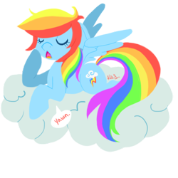 Size: 400x400 | Tagged: safe, artist:professorsly, rainbow dash, pegasus, pony, cloud, simple background, solo, transparent background, yawn