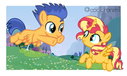 Size: 1080x650 | Tagged: safe, flash sentry, sunset shimmer, alicorn, pony, alicornified, colt, female, filly, flashimmer, male, race swap, shimmercorn, shipping, straight