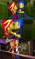 Size: 1920x3240 | Tagged: safe, artist:3d4d, artist:class37boy, flash sentry, sunset shimmer, equestria girls, 3d, collage, female, flashimmer, male, shipping, source filmmaker, straight