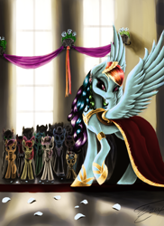 Size: 1400x1920 | Tagged: safe, artist:althyra-nex, apple bloom, rainbow dash, scootaloo, sweetie belle, pegasus, pony, clothes, dress, rainbow dash always dresses in style, wedding