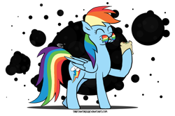 Size: 1024x683 | Tagged: safe, artist:tristantreg, rainbow dash, pegasus, pony, sandwich, solo, zap apple jam