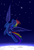 Size: 998x1468 | Tagged: safe, artist:fenixdust, derpibooru import, rainbow dash, pegasus, pony, digital art, eyes closed, floppy ears, flying, sky, solo, stars