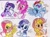 Size: 1024x753 | Tagged: safe, artist:jazz-dafunk, derpibooru import, angel bunny, applejack, fluttershy, pinkie pie, rainbow dash, rarity, twilight sparkle, earth pony, pegasus, pony, unicorn, book, line-up, reaction, reading, traditional art, western