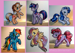 Size: 900x632 | Tagged: safe, artist:shazy, derpibooru import, applejack, fluttershy, pinkie pie, rainbow dash, rarity, twilight sparkle, earth pony, pegasus, pony, unicorn