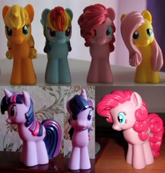 Size: 1157x1211 | Tagged: safe, derpibooru import, applejack, fluttershy, pinkie pie, rainbow dash, twilight sparkle, earth pony, pegasus, pony, rubber, squeak, toy