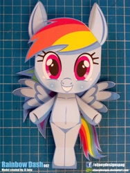 Size: 1476x1968 | Tagged: safe, artist:eljoeydesigns, rainbow dash, pegasus, pony, belly button, blushing, papercraft