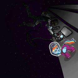 Size: 1000x1000 | Tagged: safe, rainbow dash, human, astrodash, astronaut, clothes, helmet, space, spacesuit, welding