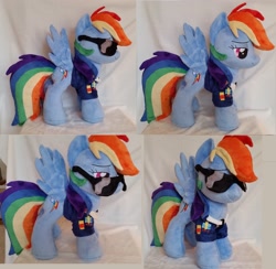 Size: 3440x3360 | Tagged: safe, artist:epicrainbowcrafts, rainbow dash, bedroom eyes, clothes, irl, officer, photo, plushie, solo, sunglasses, wonderbolts uniform