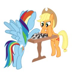 Size: 900x882 | Tagged: safe, derpibooru import, applejack, rainbow dash, earth pony, pegasus, pony, bipedal, chess, plot, simple background, transparent background, vector