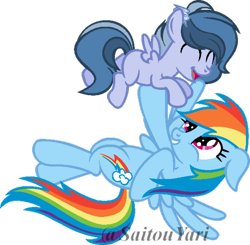 Size: 600x587 | Tagged: safe, artist:t-aroutachiikun, derpibooru import, rainbow dash, oc, oc:albatross feather, pegasus, pony, base used, colt, female, male, mother and child, mother and son, offspring, parent and child, parent:double diamond, parent:rainbow dash, parents:doubledash, simple background, transparent background