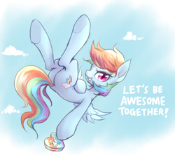 Size: 950x840 | Tagged: safe, artist:mlpanon, derpibooru import, part of a set, rainbow dash, pegasus, pony, chocolate, cute, dashabetes, flying, food, grin, hoof hold, looking at you, plot, smiling, solo, valentine, valentine's day